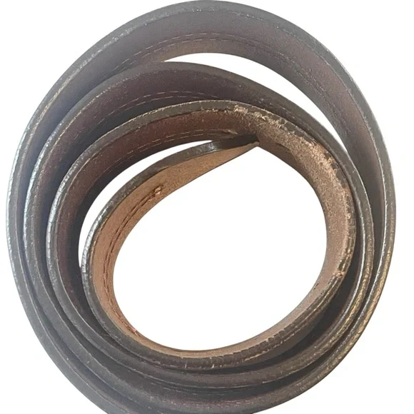 Wide Brown Leather Belt Oval Buckle 90s Size S/M - Picture 10 of 17